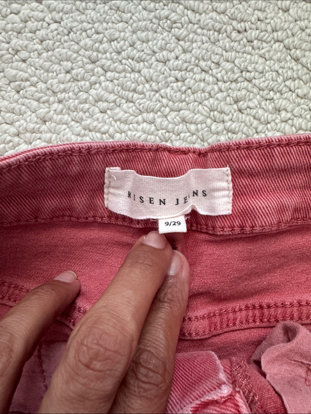 Risen Cropped Jeans High-Rise Rust Peach Denim - Picture 4 of 9